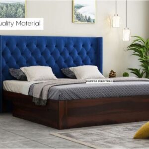 Blue Head BoardDouble Bed with Storage