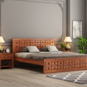 Flower Design Wooden Bed without Storage