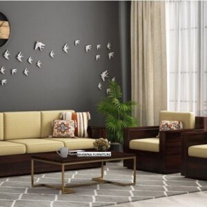 Brown Side Storage Sofa Set 5 Seater