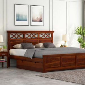 Wooden Cut Style Bedroom Bed with Storage