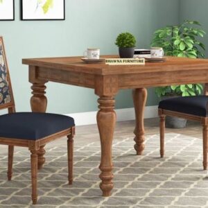 Wooden Dining With 2 Seater Cushion Chairs