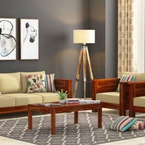 Brown Shiner & Cream Look Sofa 3+1+1 Set