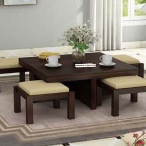 Center Table 4 Stool Brown Color