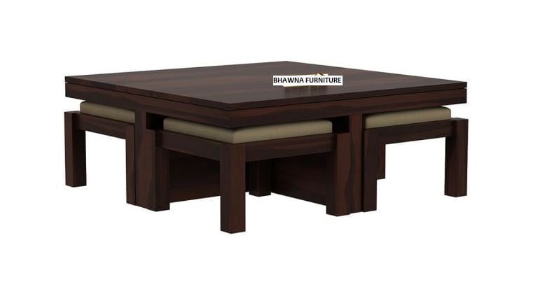 Center Table 4 Stool Brown Color - Image 2