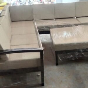 Walnut color Wooden L Designer Sofa