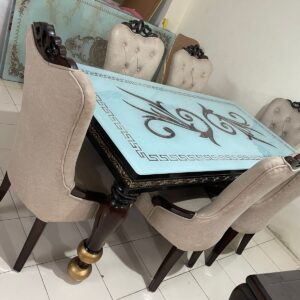 Dining Table With Chairs 6 Seat Brown Set Full Covered