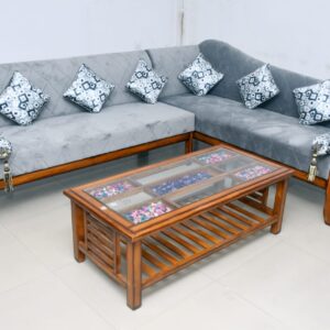 L-Sofa Set wooden heavy 6-Seater