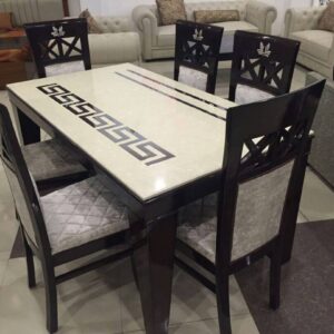 Dining Table With Chairs 6 Seater with Marble