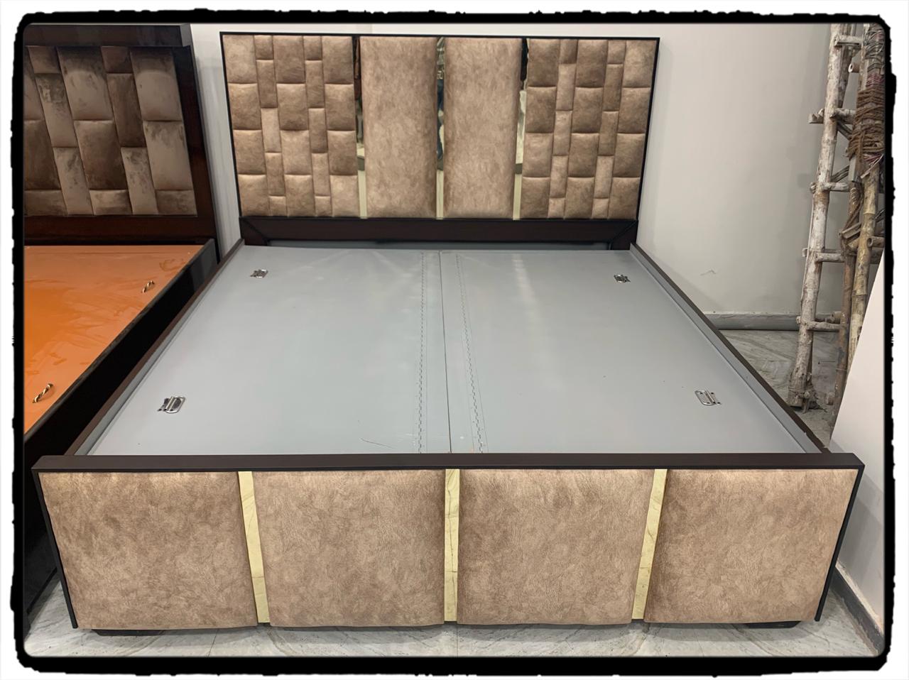 Square Back Style Double Bed in Cushion Bed