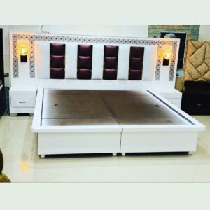 Upholstery Double bed In White Cushions with sides