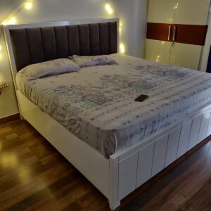 White Long Line Design in King Bed