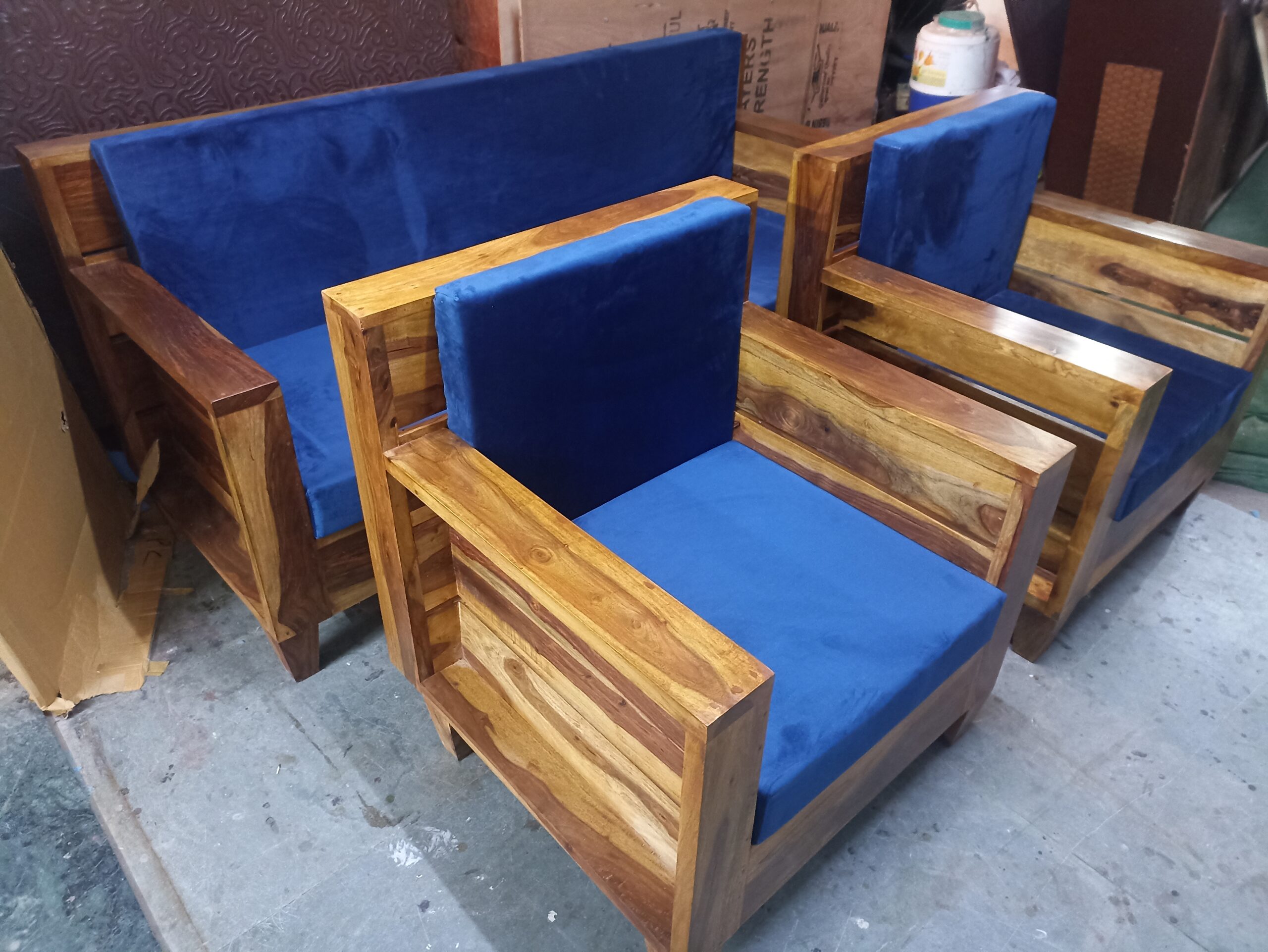 Wooden heavy sofa set solid - Image 5